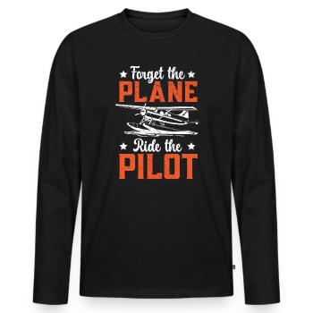 Oubliez le trajet en avion Le pilote d’avion Aviator - T-shirt manches longues Premium bio Homme - noir - Devant - Nico (187cm)