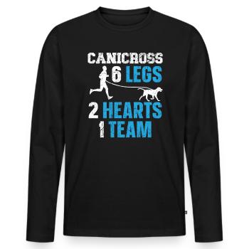 Canicross 6 Legs 2 Hearts 1 Team Dog Running Sport - Men's Premium Organic Long Sleeve Shirt - black - Front - Nico (187cm)
