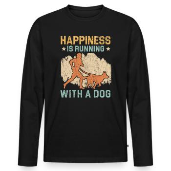 Canicross Lover Chien Course Sport Jogging Agilité - T-shirt manches longues Premium bio Homme - noir - Devant - Nico (187cm)