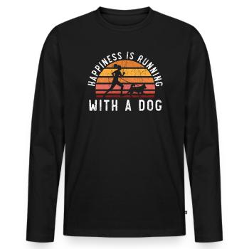 Canicross Lover Chien Course Sport Jogging Agilité - T-shirt manches longues Premium bio Homme - noir - Devant - Nico (187cm)