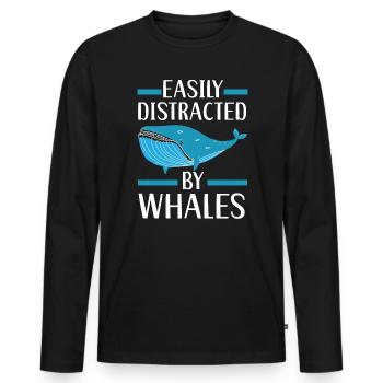 Leicht abgelenkt von Walen Meeressäugetiere - Männer Premium Bio Langarmshirt - Schwarz - Vorne - Nico (187cm)
