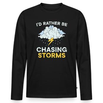 Ich würde lieber Storms Meteorologe jagen - Männer Premium Bio Langarmshirt - Schwarz - Vorne - Nico (187cm)