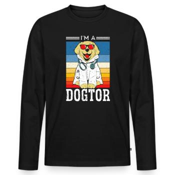 I'm A Dogtor Veterinarian Animal Doctor Future Vet - Men's Premium Organic Long Sleeve Shirt - black - Front - Nico (187cm)