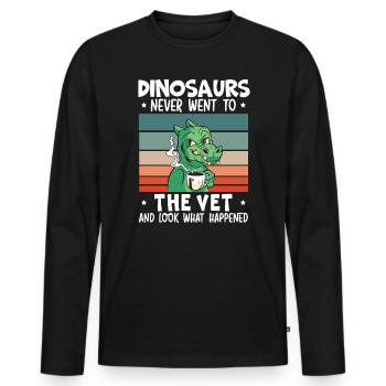 Dinosaurs Never Went To The Vet Veterinarian - Men's Premium Organic Long Sleeve Shirt - black - Front - Nico (187cm)