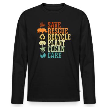Environnementaliste Nature Recyclage Fête de la Terre mère - T-shirt manches longues Premium bio Homme - noir - Devant - Nico (187cm)