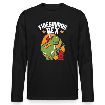 Firesaurus Rex Pompier Pompier Dinosaure - T-shirt manches longues Premium bio Homme - noir - Devant - Nico (187cm)