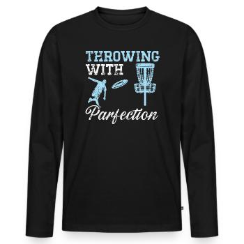 Lancer avec Parfection Treejection Disc Golf - T-shirt manches longues Premium bio Homme - noir - Devant - Nico (187cm)