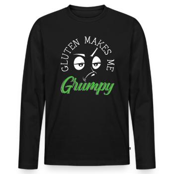 Gluten Makes Me Grumpy Celiac Disease Awareness - Men's Premium Organic Long Sleeve Shirt - black - Front - Nico (187cm)