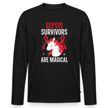 Sepsis-Überlebende sind magische Einhorn-Sepsis - Männer Premium Bio Langarmshirt - Schwarz - Vorne - Nico (187cm)