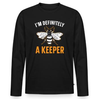 I'm Definitely A Keeper Bee Beekeeper Beekeeping - Men's Premium Organic Long Sleeve Shirt - black - Front - Nico (187cm)