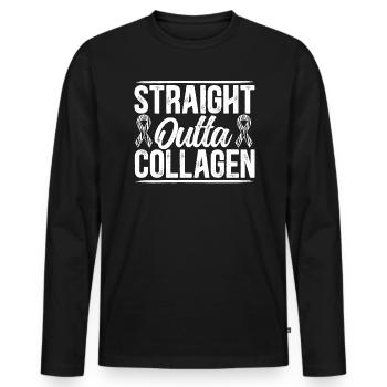 Straight Outta Kollagen Ehlers-Danlos EDS HSD - Männer Premium Bio Langarmshirt - Schwarz - Vorne - Nico (187cm)