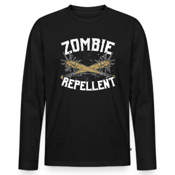 Zombie répulsif Happy Halloween Trick ou Traitement - T-shirt manches longues Premium bio Homme - noir - Devant - Nico (187cm)