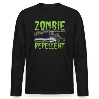 Zombie répulsif Happy Halloween Trick ou Traitement - T-shirt manches longues Premium bio Homme - noir - Devant - Nico (187cm)