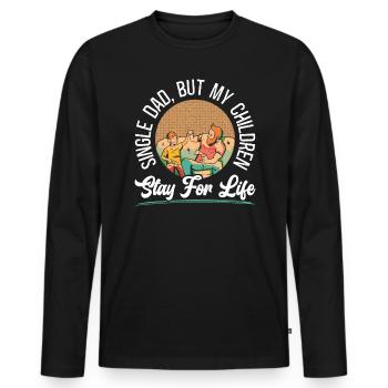 Single Dad But My Children Stay For Life Daddy - Men's Premium Organic Long Sleeve Shirt - black - Front - Nico (187cm)