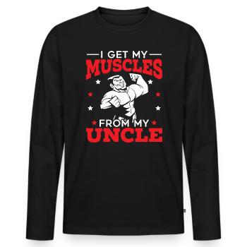 Je reçois mes muscles de mon oncle meilleur oncle de tous les temps - T-shirt manches longues Premium bio Homme - noir - Devant - Nico (187cm)