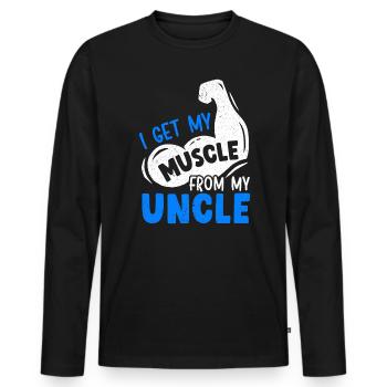 Je reçois mes muscles de mon oncle meilleur oncle de tous les temps - T-shirt manches longues Premium bio Homme - noir - Devant - Nico (187cm)