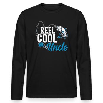 Reel Cool Uncle Fisher Fisherman Best Uncle Ever - Men's Premium Organic Long Sleeve Shirt - black - Front - Nico (187cm)