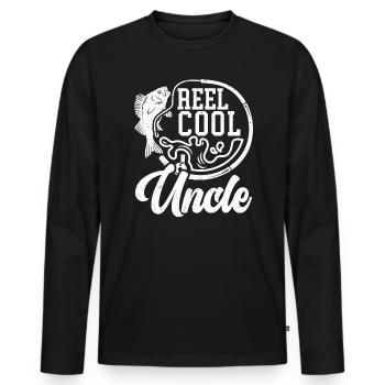 Reel Cool Uncle Fisher Fisherman Best Uncle Ever - Men's Premium Organic Long Sleeve Shirt - black - Front - Nico (187cm)