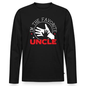Ich bin der Lieblingsonkel Stolzer Onkel Bester Onkel aller Zeiten - Männer Premium Bio Langarmshirt - Schwarz - Vorne - Nico (187cm)