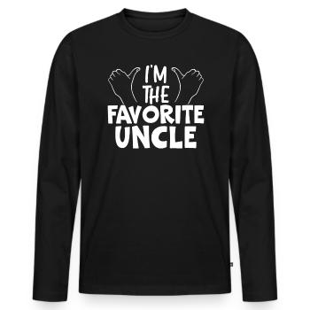 Ich bin der Lieblingsonkel Stolzer Onkel Bester Onkel aller Zeiten - Männer Premium Bio Langarmshirt - Schwarz - Vorne - Nico (187cm)