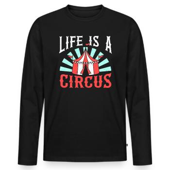 Life Is A Circus Security Carnival Ringmaster - Men's Premium Organic Long Sleeve Shirt - black - Front - Nico (187cm)
