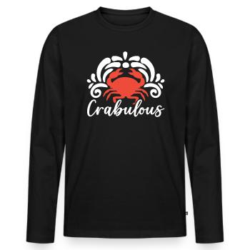 Crabulous Crabby Crab Whisperer Seafood Lover - Men's Premium Organic Long Sleeve Shirt - black - Front - Nico (187cm)