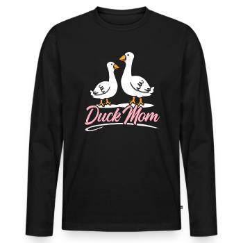 Canard Maman Canard Canard Duckaholic Fête des Mères - T-shirt manches longues Premium bio Homme - noir - Devant - Nico (187cm)