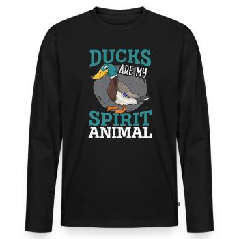 Enten sind mein Geist Tier Entenente Liebhaber - Männer Premium Bio Langarmshirt - Schwarz - Vorne - Nico (187cm)