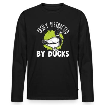 Facilement distrait par duck duckling duck lover - T-shirt manches longues Premium bio Homme - noir - Devant - Nico (187cm)