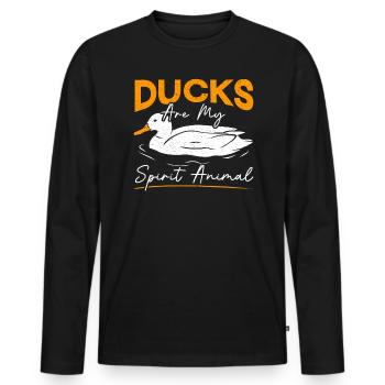 Enten sind mein Geist Tier Entenente Liebhaber - Männer Premium Bio Langarmshirt - Schwarz - Vorne - Nico (187cm)