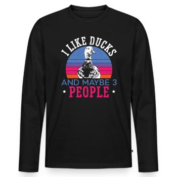 J’aime les canards et peut-être 3 personnes duckling duck - T-shirt manches longues Premium bio Homme - noir - Devant - Nico (187cm)