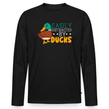 Facilement distrait par duck duckling duck lover - T-shirt manches longues Premium bio Homme - noir - Devant - Nico (187cm)