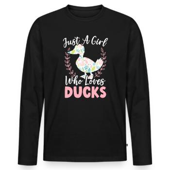 Juste une fille qui aime les canards Duckling Duck Lover - T-shirt manches longues Premium bio Homme - noir - Devant - Nico (187cm)