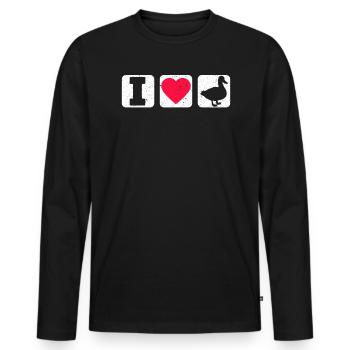 I Love Ducks Duckling Duck Lover Bird Waterfowl - Men's Premium Organic Long Sleeve Shirt - black - Front - Nico (187cm)