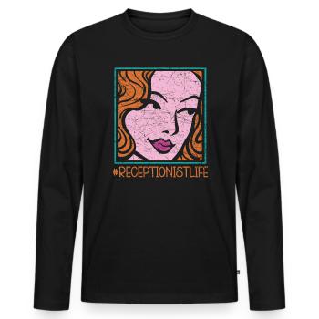 Réceptionniste Vie Front Office Profession Carrière - T-shirt manches longues Premium bio Homme - noir - Devant - Nico (187cm)