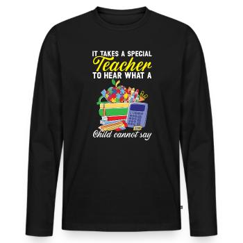 Un enseignant spécial pour entendre ce qu’un enfant ne peut pas dire - T-shirt manches longues Premium bio Homme - noir - Devant - Nico (187cm)