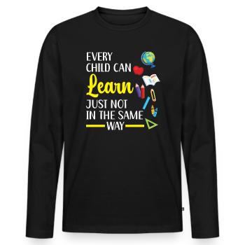 Chaque enfant peut apprendre de la même manière que - T-shirt manches longues Premium bio Homme - noir - Devant - Nico (187cm)