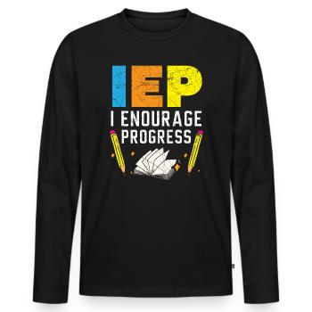 IEP I Encourage Progess SPED Enseignant Autisme - T-shirt manches longues Premium bio Homme - noir - Devant - Nico (187cm)