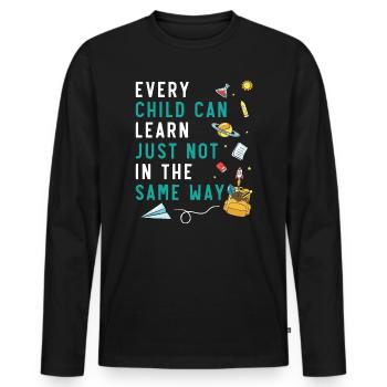 Chaque enfant peut apprendre de la même manière que - T-shirt manches longues Premium bio Homme - noir - Devant - Nico (187cm)