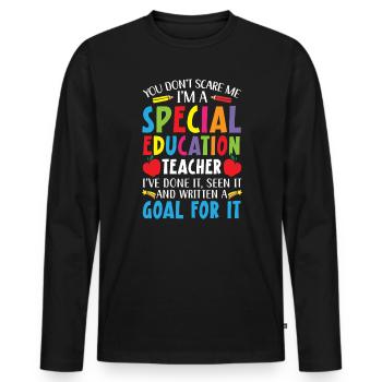 Du erschreckst mich nicht, ich bin ein Sonderschullehrer - Männer Premium Bio Langarmshirt - Schwarz - Vorne - Nico (187cm)