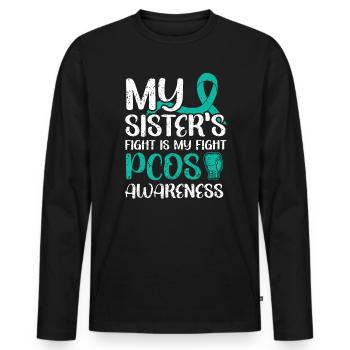 Le combat de ma sœur est mon combat sensibilisation au SOPK - T-shirt manches longues Premium bio Homme - noir - Devant - Nico (187cm)