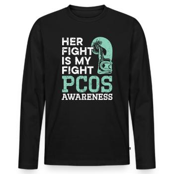 Son combat est mon combat Syndrome des ovaires polykystiques - T-shirt manches longues Premium bio Homme - noir - Devant - Nico (187cm)