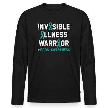 Invisible Illness Warrior PCOS Monat des Bewusstseins - Männer Premium Bio Langarmshirt - Schwarz - Vorne - Nico (187cm)
