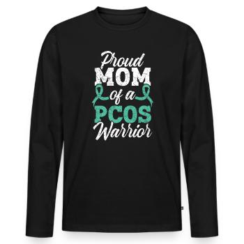 Mom Of A PCOS Warrior Polycystic Ovary Syndrome - Men's Premium Organic Long Sleeve Shirt - black - Front - Nico (187cm)