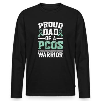 Dad Of A PCOS Warrior Polycystic Ovary Syndrome - Men's Premium Organic Long Sleeve Shirt - black - Front - Nico (187cm)