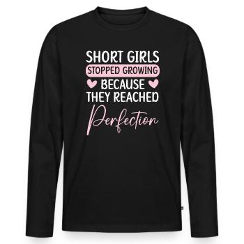 Les filles courtes ont cessé de grandir Blagues drôles Humour - T-shirt manches longues Premium bio Homme - noir - Devant - Nico (187cm)