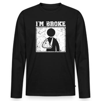 Ich bin pleite gebrochene Handverletzung Genesung Reha - Männer Premium Bio Langarmshirt - Schwarz - Vorne - Nico (187cm)