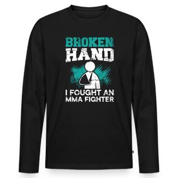 Main cassée J’ai combattu une rééducation de blessure de combattant de MMA - T-shirt manches longues Premium bio Homme - noir - Devant - Nico (187cm)