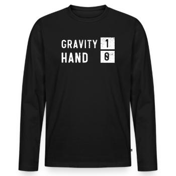 Gravity 1 Hand 0 Broken Hand Injury Recovery - Men's Premium Organic Long Sleeve Shirt - black - Front - Nico (187cm)