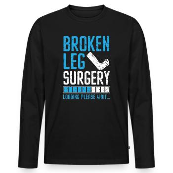 Gebrochene Beinchirurgie Belastung Verletzung Wiederherstellung Reha - Männer Premium Bio Langarmshirt - Schwarz - Vorne - Nico (187cm)